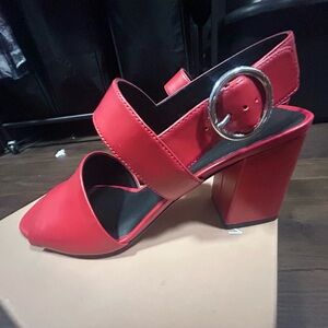 Via Spiga Red Block Heel Sandals